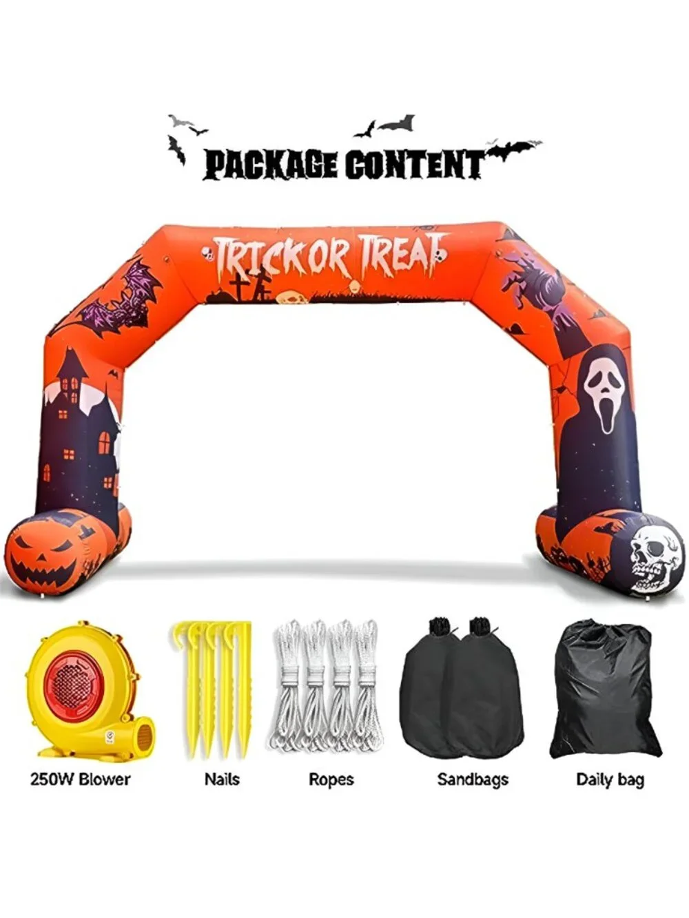 20ft Halloween Inflatable Archway with 250W Blower, Hexagon Inflatable Arch for